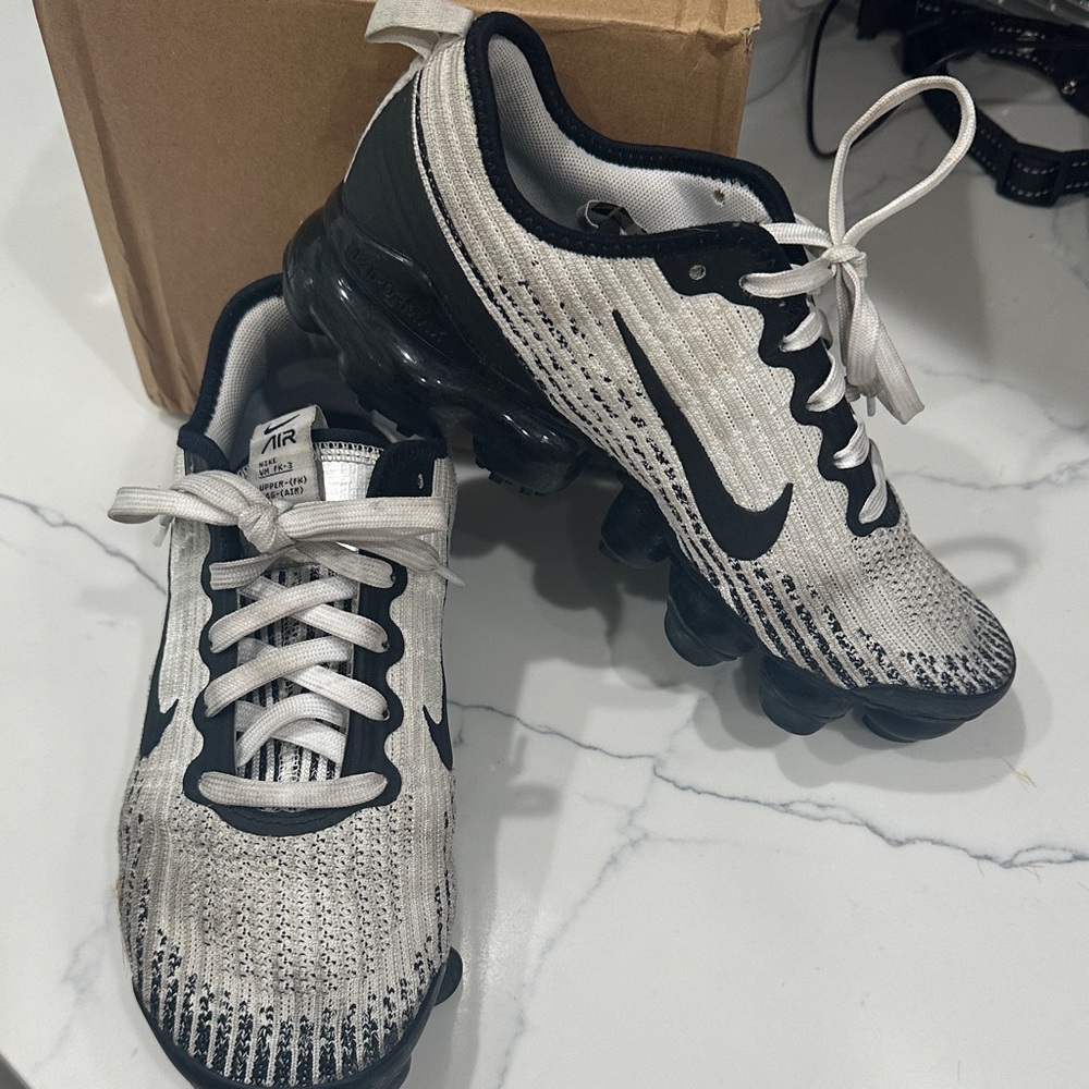 Nike VaporMax Flyknit Black and White Sneakers